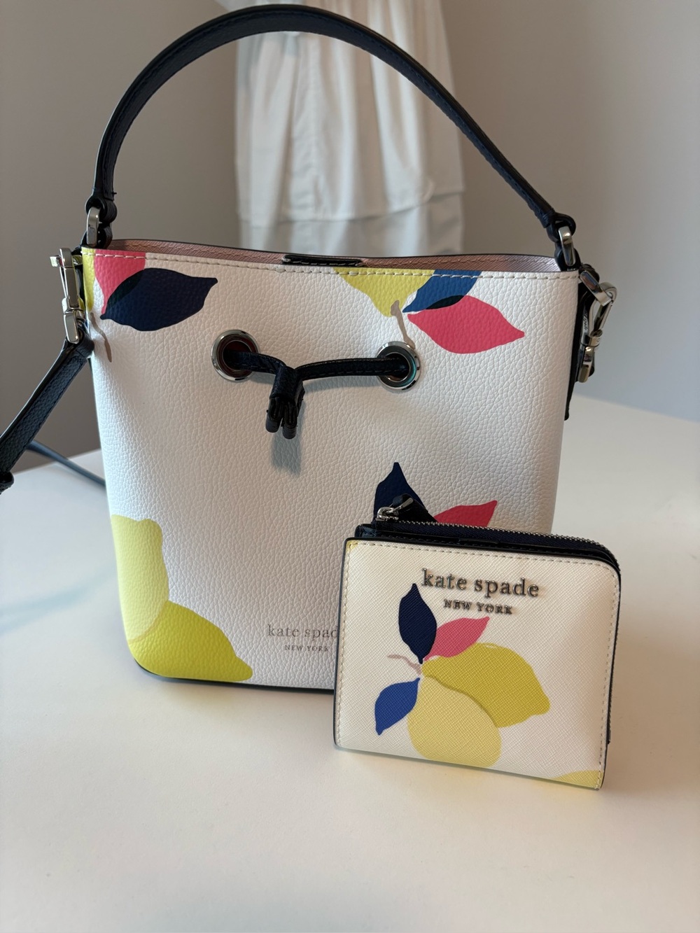 Kate Spade Eva Lemon Zest Bucket Crossbody bag & Cameron Bi-Fold Wallet Set